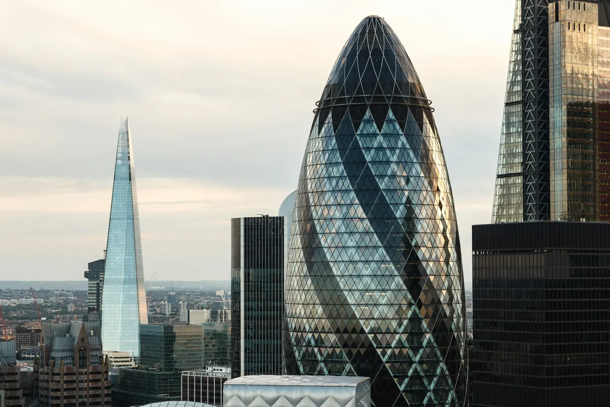 The Gherkin and the Shard in the City of London